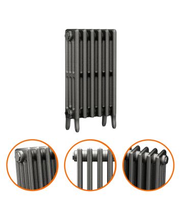 660 x 410mm Raw Metal Traditional 4 Column Cast Iron Radiator