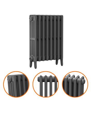 660 x 530mm Grey Traditional 4 Column Cast Iron Radiator
