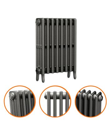 660 x 530mm Raw Metal Traditional 4 Column Cast Iron Radiator