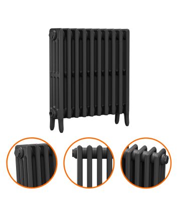 660 x 650mm Black Traditional 4 Column Cast Iron Radiator