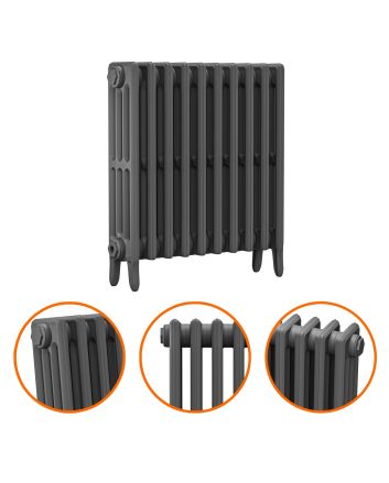 660 x 650mm Grey Traditional 4 Column Cast Iron Radiator