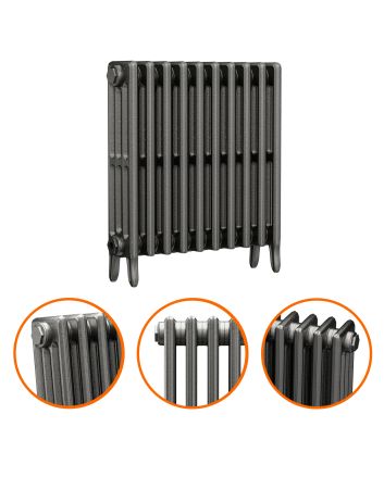 660 x 650mm Raw Metal Traditional 4 Column Cast Iron Radiator