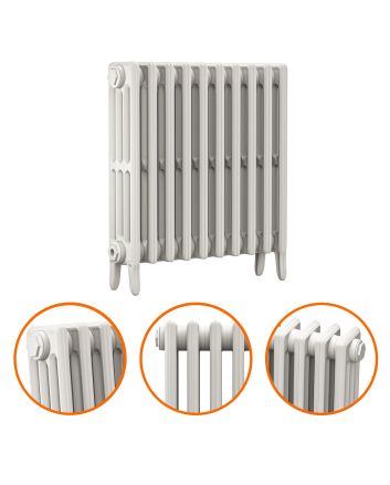 660 x 650mm White Traditional 4 Column Cast Iron Radiator