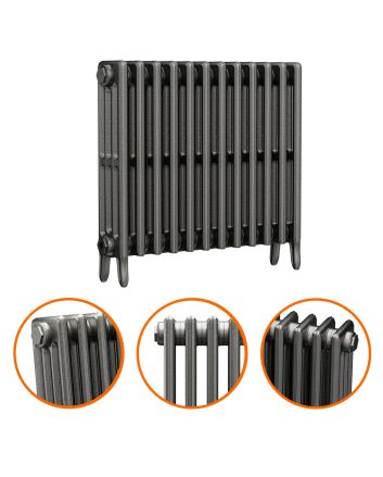660 x 770mm Raw Metal Traditional 4 Column Cast Iron Radiator