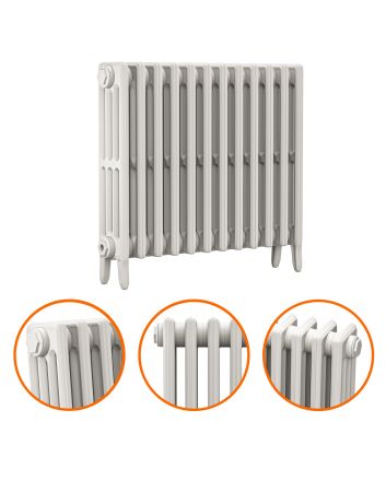 660 x 770mm White Traditional 4 Column Cast Iron Radiator