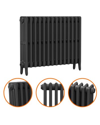 660 x 890mm Black Traditional 4 Column Cast Iron Radiator