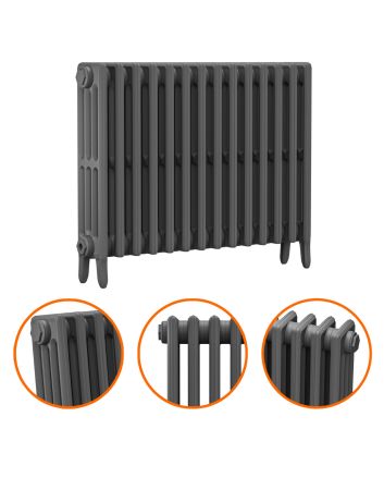 660 x 890mm Grey Traditional 4 Column Cast Iron Radiator