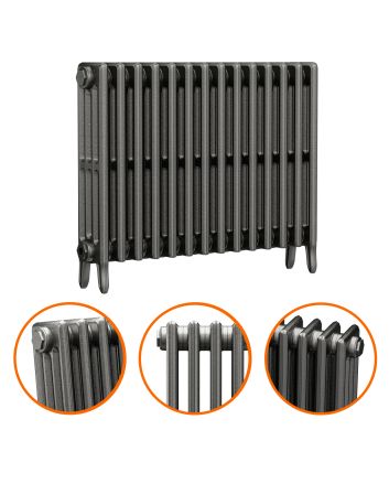 660 x 890mm Raw Metal Traditional 4 Column Cast Iron Radiator