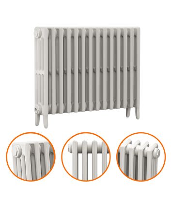 660 x 890mm White Traditional 4 Column Cast Iron Radiator