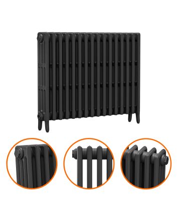 760 x 1010mm Black Traditional 4 Column Cast Iron Radiator