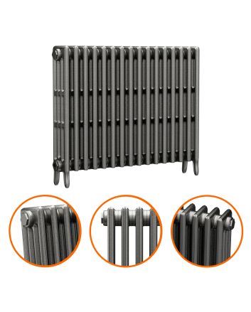 760 x 1010mm Raw Metal Traditional 4 Column Cast Iron Radiator