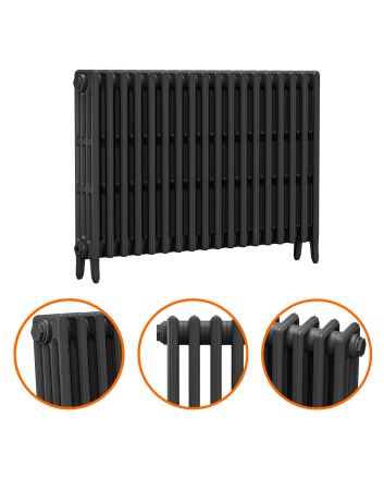 760 x 1130mm Black Traditional 4 Column Cast Iron Radiator