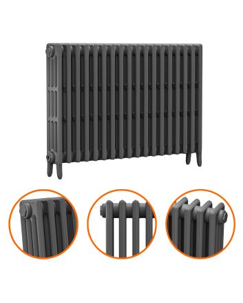 760 x 1130mm Grey Traditional 4 Column Cast Iron Radiator