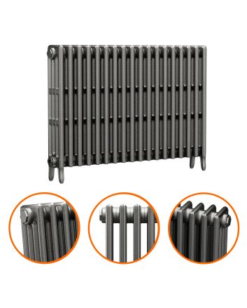 760 x 1130mm Raw Metal Traditional 4 Column Cast Iron Radiator