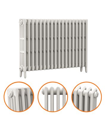 760 x 1130mm White Traditional 4 Column Cast Iron Radiator