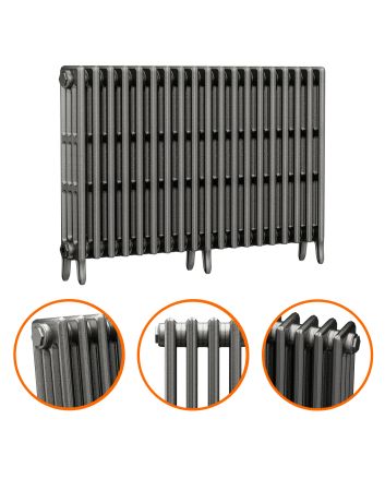 760 x 1190mm Raw Metal Traditional 4 Column Cast Iron Radiator