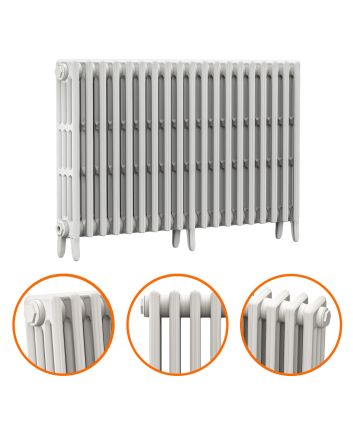 760 x 1190mm White Traditional 4 Column Cast Iron Radiator