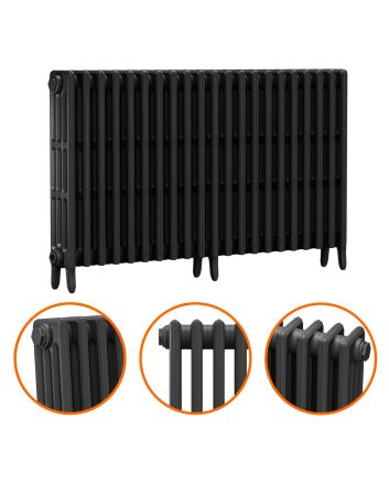 760 x 1310mm Black Traditional 4 Column Cast Iron Radiator