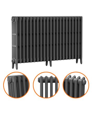 760 x 1310mm Grey Traditional 4 Column Cast Iron Radiator