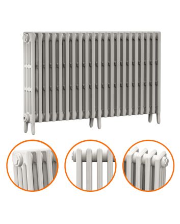 760 x 1310mm White Traditional 4 Column Cast Iron Radiator