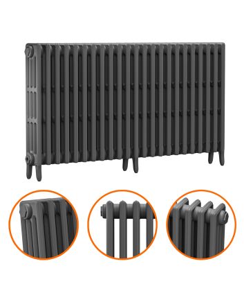 760 x 1430mm Grey Traditional 4 Column Cast Iron Radiator