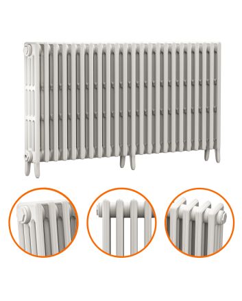 760 x 1430mm White Traditional 4 Column Cast Iron Radiator