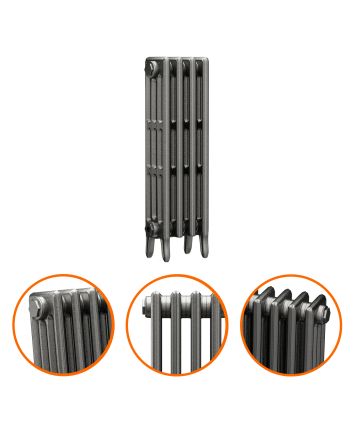 760 x 290mm Raw Metal Traditional 4 Column Cast Iron Radiator