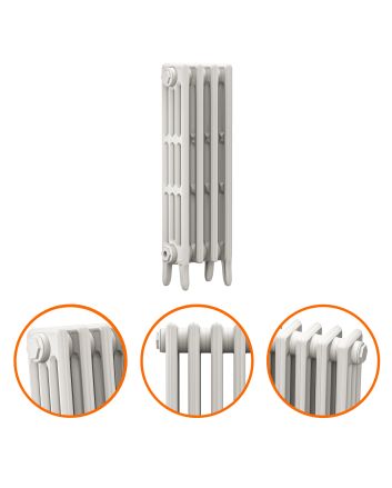 760 x 290mm White Traditional 4 Column Cast Iron Radiator