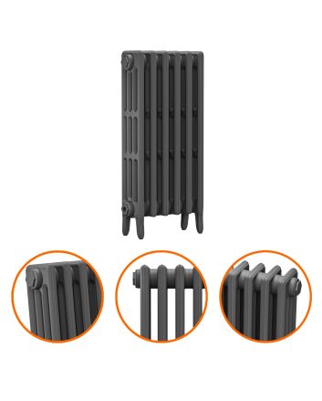 760 x 410mm Grey Traditional 4 Column Cast Iron Radiator
