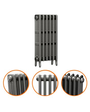 760 x 410mm Raw Metal Traditional 4 Column Cast Iron Radiator