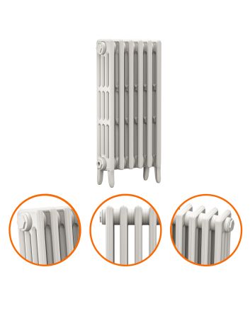 760 x 410mm White Traditional 4 Column Cast Iron Radiator
