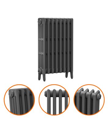 760 x 530mm Grey Traditional 4 Column Cast Iron Radiator