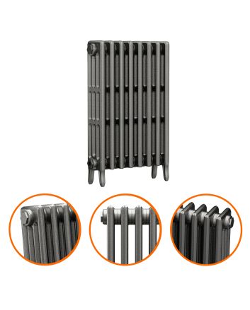 760 x 530mm Raw Metal Traditional 4 Column Cast Iron Radiator