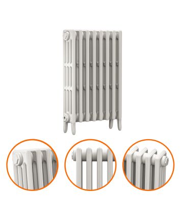 760 x 530mm White Traditional 4 Column Cast Iron Radiator