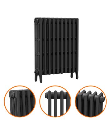 760 x 650mm Black Traditional 4 Column Cast Iron Radiator