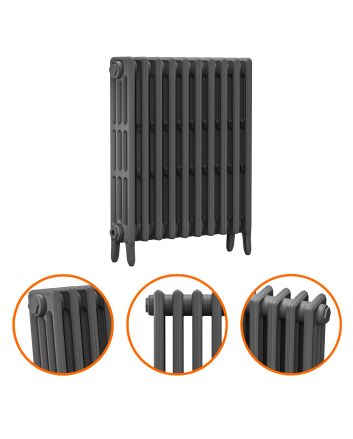 760 x 650mm Grey Traditional 4 Column Cast Iron Radiator