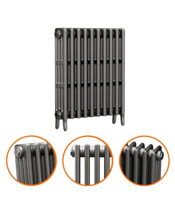 760 x 650mm Raw Metal Traditional 4 Column Cast Iron Radiator