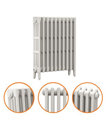 760 x 650mm White Traditional 4 Column Cast Iron Radiator