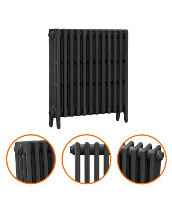760 x 770mm Black Traditional 4 Column Cast Iron Radiator