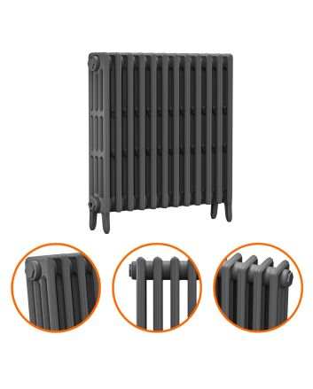 760 x 770mm Grey Traditional 4 Column Cast Iron Radiator
