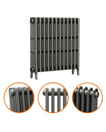 760 x 770mm Raw Metal Traditional 4 Column Cast Iron Radiator