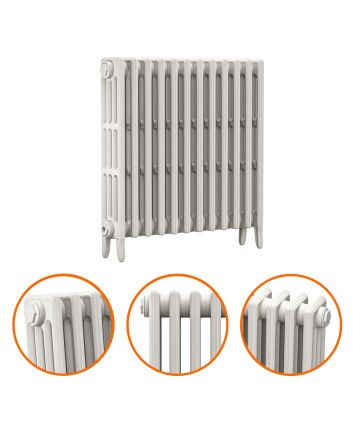 760 x 770mm White Traditional 4 Column Cast Iron Radiator