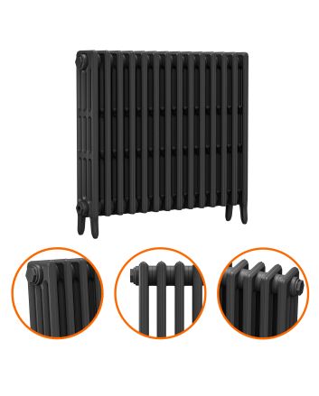 760 x 890mm Black Traditional 4 Column Cast Iron Radiator
