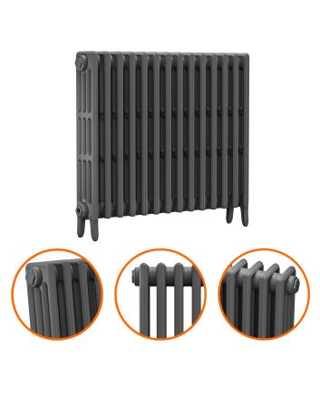 760 x 890mm Grey Traditional 4 Column Cast Iron Radiator