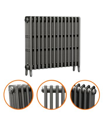 760 x 890mm Raw Metal Traditional 4 Column Cast Iron Radiator