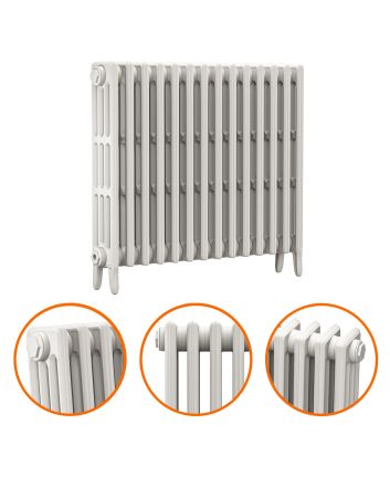 760 x 890mm White Traditional 4 Column Cast Iron Radiator