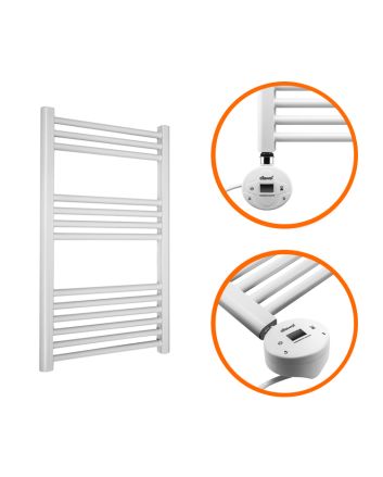 800 x 400mm Electric White Heated Towel Rail