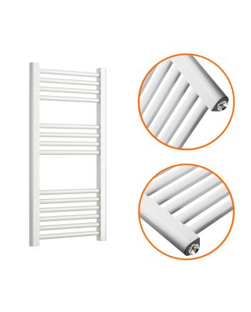 800 x 400mm Straight White Heated Towel Rail