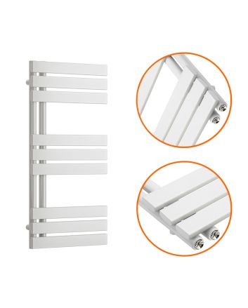850 x 400mm White Flat Panel Bathroom Towel Radiator