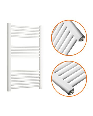 800 x 500mm Straight White Heated Towel Rail